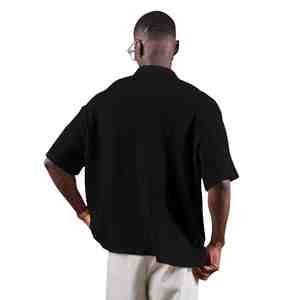 Polos de Punto Personalizados de Buena Calidad para Hombre, Negros, Transpirables, 100% Algodón, Polos Extra Grandes para Hombre - Product Image 2
