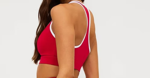 Twist Front Top Yoga Sports <b>Bra</b> White Binding with Removeable <b>Bra</b> <b>Cup</b> - Product Image 3