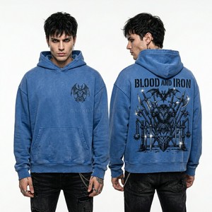 Custom Vintage Wash Acid Wash Hoodie Men Heavyweight Oversized French Terry Streetwear Blood Meridian West Graphic Hoody <b>Maker</b> - Product Image 2