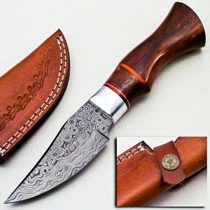 Cuchillo de Caza de Acero de Damasco Forjado a Mano, Hoja Fija, Personalizable OEM, Alta Calidad, Empuñadura de Madera de Grado Industrial, Cuchillo de Camping - Product Image 1