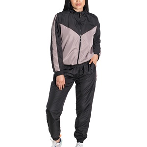 Ensemble coupe-vent imperméable personnalisable pour femme, motif uni, survêtement deux pièces 100 % nylon, hiver, grandes tailles, prix abordable - Product Image 1
