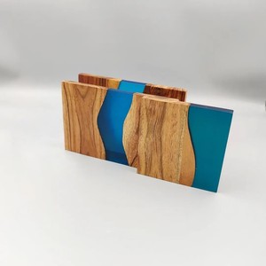 Handmade Wooden Square Coasters With Resin Inlay Modern Design Eco-Friendly Table Mats - Product Image 5