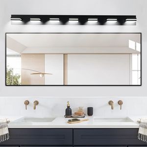 Modern Sleek Minimalist Design 7-<b>Light</b> LED <b>Vanity</b> Wall Sconce Energy Efficient Easy Installation Black Bathroom <b>Mirror</b> - Product Image 2