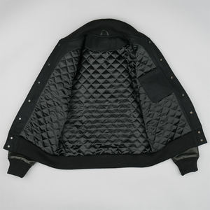 Chaqueta Varsity Negra de Poliéster y Algodón con Bordado para Hombre, Forro Acolchado Clásico, Estilo Bomber, Ropa de Abrigo Casual para Otoño - Product Image 4