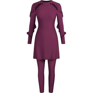 Traje de Baño Burkini Modesto de 2 Piezas para Mujer, Corte Alto, Espalda Descubierta, Estampado, Transpirable, de Secado Rápido, para Playa - Product Image 5