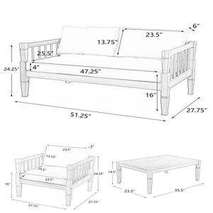 Set di Mobili da Patio a 4 Pezzi con Tavolino, Cuscini Spessi, Set da Conversazione per Esterni di Ba - Product Image 2