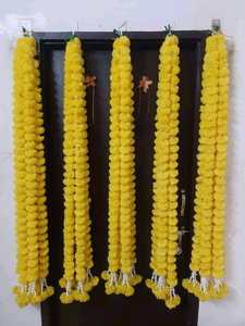 Guirnalda de Caléndulas Artificiales Hechas a Mano con Borlas, Diseño Art Deco para Decoración de Bodas, Cumpleaños, Diwali, Pooja, Mandap - Product Image 5