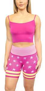 Shorts de sport pour femmes, coupe ajustée, à imprimé floral, en tricot respirant, avec cordon de serrage, séchage rapide, en spandex et polyester - Product Image 4
