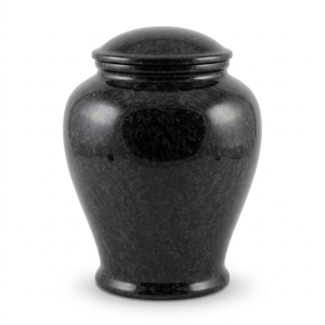 Urne funéraire européenne en marbre onyx noir foncé pour cendres humaines adultes, pot en pierre naturelle polie, écologique et haut de gamme, pour commémoration - Product Image 1