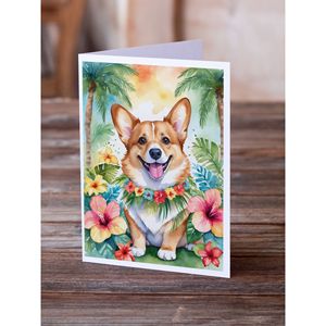 Corgi Luau capricieux A7 taille 5x7 cartes vierges paquet de 8 cartes de voeux avec enveloppes - Product Image 2