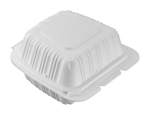 6 Inch Disposable MFPP White Clamshell Food Container <b>Microwave</b> Safe Takeaway Lunch Box - Product Image 2