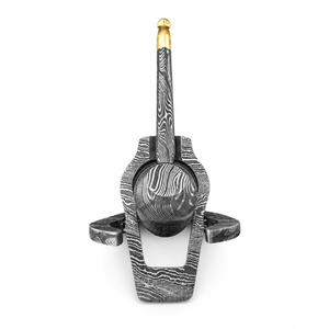 Jexmoo Custom Handmade Luxury Damascus Steel Reusable Smoking Pipe with Leather Sheath & Damascus <b>Stand</b> Gifts - Product Image 3
