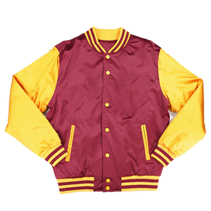 Blouson Bomber Unisexe Shaw University Bears Coupe Slim Col en V Marron & Or Satiné Imperméable Réversible Essentiel Streetwear - Product Image 1