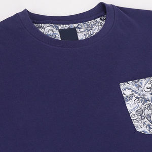 Camiseta de Algodón para Hombre, Corte Ajustado, Color Azul Marino, Cuello Redondo, Manga Corta, con Bolsillo con Diseño, Estilo Casual, Tejido de Punto, Personalizable - Product Image 6