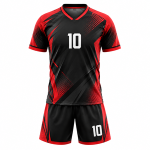 Maillot de football en polyester sublimé pour homme, manches courtes, col en V, anti-humidité, imprimé géométrique noir et violet, nom d'équipe personnalisé - Product Image 5