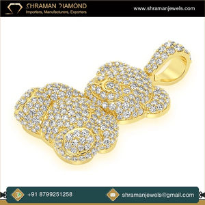 Collar de Moissanita con Colgantes de Oso Teddy Personalizados y Adorables, Joyería Hip Hop de Oro Sólido de 10K, de Moda, de SHRAMAN JEWELS, para Fiesta - Product Image 3
