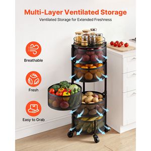"5-Tier Heavy Duty <b>Wire</b> <b>Basket</b> Cart with Rotating Design Large Capacity Cleaning Use" - Product Image 5