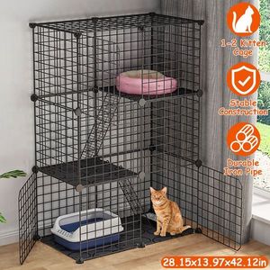 Black DIY Indoor Pet Cage with 3 Doors & 3 Tiers Detachable Playpen for Kitten Puppy Bunny Exercise - Product Image 4