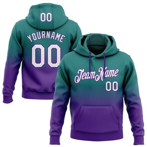 Sweat-shirt à capuche sportif tendance, nouveau design, sur mesure, dégradé bleu sarcelle, blanc et violet, vente en gros directe pour l'industrie - Product Image 1