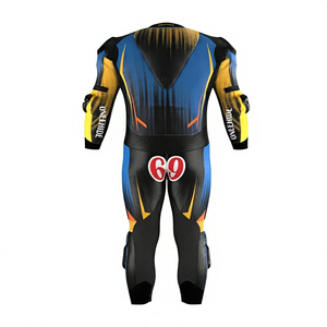 Traje de cuero prémium para hombre, mono de moto de una pieza para carreras con protectores, ideal para el día de pista, con joroba - Product Image 2