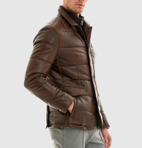 Veste en toile et cuir tendance pour homme, style streetwear, coupe-vent et imperméable, 200 grammes de rembourrage, nouvelle collection - Product Image 1