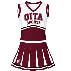 Ensemble d'uniforme de cheerleading marron, haut sans manches à col en V, jupe plissée, tenue de performance et d'entraînement pour équipes sportives et compétitions de danse - Product Image 1