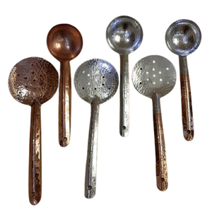 Flatware Stainless Steel Metal Shinny Polished Sets Of 6 Piece Cutlery Mirrored Steel Handle Hot Pot Colander Cooking Spoon - Product Image 1