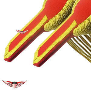 Epaulettes de hombro con flecos de alambre y mylar, rojos y dorados, personalizables, con borlas, para uniforme - Product Image 3