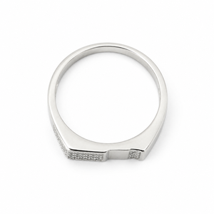 925 Sterling <b>Silver</b> Geometric Cubic Zirconia Band <b>Ring</b> for <b>Men</b> Wedding Party Daily Wear High Polish Finish - Product Image 5