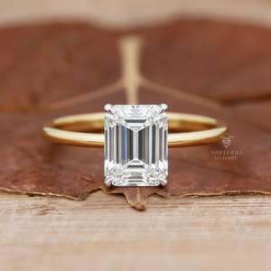 Anillo de compromiso solitario de oro de 18 quilates con diamante cultivado en laboratorio de corte esmeralda certificado por IGI de 1.00 quilates, joyería fina ética. - Product Image 1