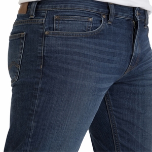 Pantalones vaqueros de mezclilla azul oscuro para hombre, corte regular, cinco bolsillos, pantalones casuales de longitud completa, para uso diario, pantalones vaqueros clásicos para hombre - Product Image 5