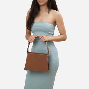 Bolso Tote Casual HINDVANTA GLOBAL Marrón Orgánico Eau De Parfum con Cierre de Cremallera Única, Correa de Cadena y Diseño Texturizado para Mujer, Uso Diario - Product Image 3