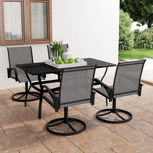 Ensemble de salle à manger anthracite avec table et chaises grises pour l'aménagement des jardins - Product Image 1