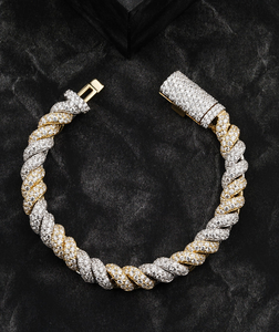 Bracelets en or bicolore 925 avec diamants Moissanite, bijoux fins pour hommes - Product Image 3