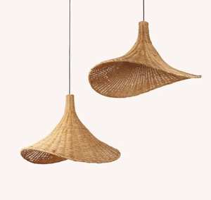Abat-jour en rotin rustique tendance de haute qualité, éclairage suspendu naturel fait à la main, respectueux de l'environnement, pour la maison, les cafés, fournisseur du Vietnam - Product Image 1