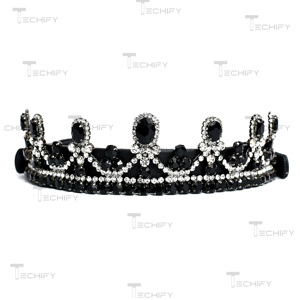 Diadema de cristal negro para caballo – Accesorio ecuestre de cuero con diamantes de imitación de lujo - Product Image 2