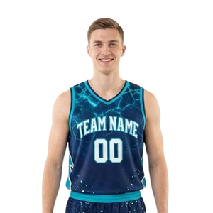 Ensemble de basketball Lightning Detail pour hommes, maillot sans manches à col en V et short ample assorti avec graphiques du nom de l'équipe et du numéro du joueur - Product Image 3
