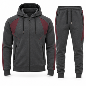 Custom Mens 360 GSM Lightweight 100% Polyester Fleece Winter Solid Eco-Friendly Tracksuit OEM Private Label Zip <b>Hoodie</b> Jogger - Product Image 4
