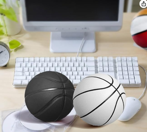 Ballon anti-stress de basketball en cuir PU, taille 7, noir et blanc, jouet de bureau - Product Image 1