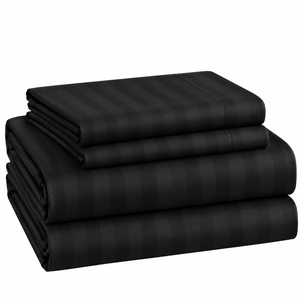 Ensemble de drap-housse et taie d'oreiller rayés noirs, literie moderne pour la maison - Product Image 5