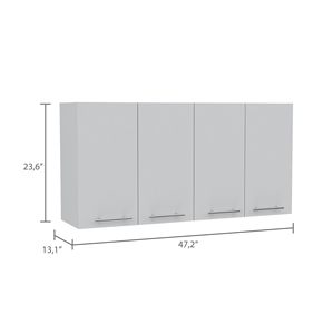 Armadio a Muro Bianco 120 con Quattro Ante e Due Ripiani, Mobili da Cucina Doppi - Product Image 4