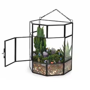 Vintage Metal Terrarium Glass Planter Elegant Geometric Indoor Plant <b>Display</b> <b>Case</b> Home Decor - Product Image 5