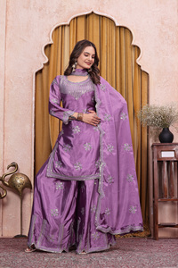 Graceful Chiffon Pakistani Coord Set With Embroidered Kurti Palazzo And Matching Dupatta Celebration Ethnic Fashion Wear - Product Image 2