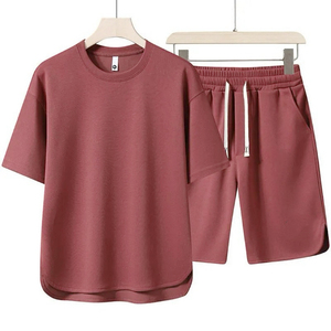 Conjunto de Pantalones Cortos y Camiseta de Manga Corta para Hombre, Estilo Deportivo Holgado y Moderno para Verano, Conjunto de 2 Piezas - Product Image 5
