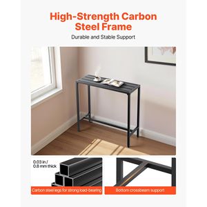 Outdoor Rectangular Counter Height Dining <b>Table</b> 39.4 X 15 Sturdy Metal Frame with Waterproof Top for Home <b>Bar</b> - Product Image 3