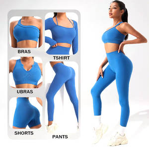 Prix de gros : Ensemble de 5 pièces de shorts et soutien-gorge de yoga à séchage rapide, grandes tailles, pour l'entraînement des femmes - Product Image 1