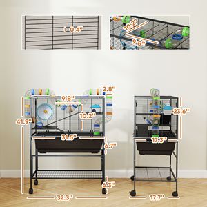 3-Tier Modern Hamster Cage <b>Deep</b> Tray Storage <b>Shelf</b> Big Exercise Wheel Hut Rolling Rat Cage System for Medium Breed Size for - Product Image 3