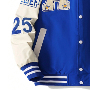 Veste universitaire bleue pour femme, manches longues, col rabattu, simple boutonnage, broderie lettre A, logo basketball, tenue d'automne - Product Image 3