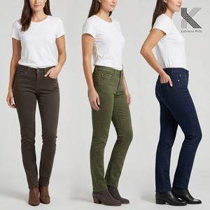 <b>Women</b> Brown Stretch Pants Cotton Nylon Spandex Canvas 290GSM <b>Lightweight</b> <b>Trousers</b> OEM ODM Wholesale Supplier Apparel Manufacture - Product Image 5