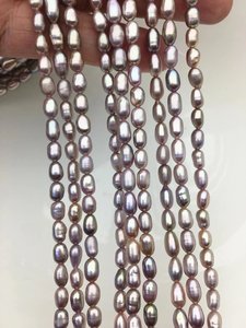 ลูกปัดมุกน้ำจืดสีม่วง AAA ขนาด 4-5 มม. 6-8 มม. มุกเพาะเลี้ยงธรรมชาติแบบร้อยเส้น สำหรับทำเครื่องประดับ จำหน่ายจำนวนมาก - Product Image 2
